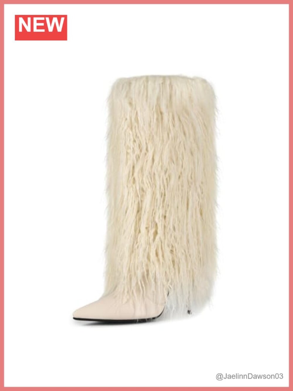 Faux Fur Knee High Stiletto Heel Boots Detachable Furry Pointed Toe